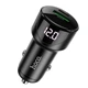 Адаптер автомобільний Hoco Z42 Light road dual port digital display Car charger Вlack зарядний пристрій для телефона |1USB/1Type-C, 5A, PD20W/QC3.0| Чорний - зображення 1