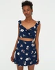 Топ Pull & Bear темно-синій в кольорові візерунки BQGAN705 L - зображення 2