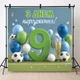 Баннер для фотозоны Футбол С Днем Рождения цифра 9 и золотой кубок 160x160см - изображение 1