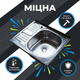 Мойка кухонная Vivia 60x60см накладная раковина нержавеющая сталь с переливом чаша квадратная для дачи дома - изображение 7