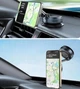 Магнітний автомобільний тримач для телефону 360°, на торпедо лобове скло, вакуумний тримач з магнітним кільцем, чорний - зображення 2