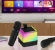 Портативная Bluetooth колонка K18 с LED подсветкой + 2 микрофона, для вечеринок и караоке, на аккумуляторе 2000 мАч, до 8 часов работы, черная - изображение 4