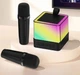 Портативная Bluetooth колонка K18 с LED подсветкой + 2 микрофона, для вечеринок и караоке, на аккумуляторе 2000 мАч, до 8 часов работы, черная - изображение 7
