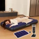 Надувной одноместный матрас Intex 64757 + насос и подушка, размер 99 x 191 x 25 cм, для сна, отдыха на море, природе кемпинга, сохраняет форму, с флокированным покрытием, темно-синий - изображение 2
