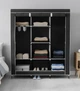 Складна каркасна тканинна шафа Storage Wardrobe 88130, шафа на три секції 130*45*175 см, розбірна для гардеробу, чорна - зображення 4