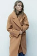 Пальто жіноче Zara розмір XS бежеве двобортне довге - зображення 2