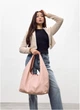Женская сумка Хобо из структурированной экокожи со съемным кошельком SAMBAG Пудровый (54430341637) - изображение 5