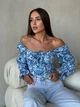 Топ с рукавом на шнуровке голубого цвета 37897 42/48 - изображение 3
