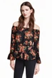Топ H&M Divided чорний в квіти MZWBR705 32 - изображение 1