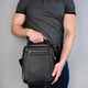Сумка мужская кожаная черная Tiding Bag M5608-1A через плечо с ручкой - изображение 2