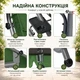 Садовая качель 4P Garden Comfort четырёхместная, 230 см, раскладная, с подушками и подстаканниками, Зеленая - изображение 4
