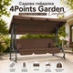 Садова гойдалка 4P Garden Comfort чотиримісна, 230 см, розкладна, з подушками та підстаканниками, Коричнева - зображення 3