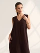 Жіночий лляний сарафан максі в стилі бохо ISSA PLUS 5XL Темно-коричневий (issa1557832) - зображення 3