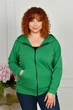 Женская кофта зип худи больших размеров на молнии с капюшоном Зеленый, 64/66 - изображение 1