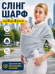 Слинг-шарф детская переноска от 3,5 до 15кг рюкзак-кенгуру для младенцев и малышей эргорюкзак для новорожденных серый - изображение 1