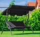 Садова гойдалка 176×114×168 см до 200 кг LEOBRO Relax Гойдалка з регульованим козирком та м'якими подушками на 3 особи для дачі або відпочинку на природі Чорний - зображення 1
