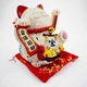 Кот Манэки Нэко керамический, статуэтка на удачу с подушечкой, 23,5 см, (питание от сети или батареек) - изображение 5