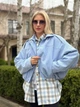 Жіночий бомбер з вельвету з підкладкою блакитний One Size (42-46) ST725 - изображение 1