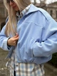 Жіночий бомбер з вельвету з підкладкою блакитний One Size (42-46) ST725 - изображение 5