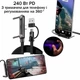 Швидка зарядка кабель 2в1 Type-C - Type-C/USB-A з підставкою для телефона 240W - зображення 2