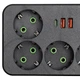 Сетевой фильтр-удлинитель 4 розетки 2xUSB-A 1xUSB-C кабель 5 м черный с выключателем защита от перегрузки для дома офиса компьютера телевизора ПК смартфона зарядка Yiwu - изображение 3