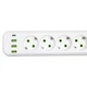 Мережевий фільтр-подовжувач 5 розеток 3xUSB-A 1xUSB-C кабель 5 м білий з вимикачем захист від перевантаження для дому офісу комп'ютера телевізора ПК смартфону зарядка Yiwu - зображення 3