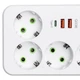 Сетевой фильтр-удлинитель 4 розетки 2xUSB-A 1xUSB-C кабель 3 м белый с выключателем защита от перегрузки для дома офиса компьютера телевизора ПК смартфона зарядка Yiwu - изображение 3