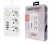Мережевий фільтр-подовжувач 3 розетки Power Socket F09U 4хUSB/Type C 10 А 1.85 м білий - зображення 3