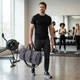 Чоловіча спортивна сумка текстильна для спорту та подорожей, горизонтальна, велика, сіра 57163 - зображення 1