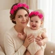 Набір для мами та доньки пов'язка на голову квіти яскраво-рожеві Family look - зображення 2