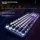 Беспроводная Bluetooth-клавиатура и мышь EWEADN TK950 в стиле панк, проводная трехрежимная клавиатура для офиса, игр, компьютера и ноутбука, ретро-периферия с синими переключателями, 104 клавиши, белый цвет с синей подсветкой. - изображение 3