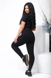 Лосины женские трикотажные на флисе в рубчик утепленные skinny с высокой посадкой весенние осенние зимние G&M M-3072-VR-006.1 58 Размер цвет Черный - изображение 6
