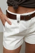Короткие джинсовые шорты с акцентными пуговицами Lurex Белый L (5150) - изображение 4