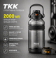 Спортивна пляшка TKK 2000 мл, Tritan (BPA-free), чорна. Ударостійка пляшка з трубочкою та ремінцем для фітнесу та тренувань - зображення 1