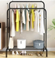 Подвійна підлогова вішалка для одягу Double floor Hanger 110×150×57 см Чорна Металева стійка для одягу та взуття з двома перекладинами - изображение 1