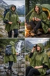Плащ-дождевик пончо взрослый универсальный с капюшоном one size многоразовый EVA Хаки - изображение 7