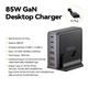 Сетевое зарядное устройство для Essager Engine 85W Desktop Charging Station Black (EZC85W-SXB0G-Z) - изображение 2