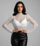 Жіночий гольф у велику сітку прозора кофта fishnet лонгслів сітка для вечірок S/M Білий (100112) - зображення 2