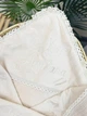 Крыжма для девочки Family Tradition велюровая махра пике косичка с вышивкой и кружевом 100х100 см кремовая Ангельское пение - изображение 2