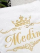 Банное полотенце Family Tradition двусторонняя махра с вышивкой 140х70 см белое Мedina - изображение 4