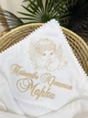 Крыжма для мальчика Family Tradition велюровая махра пике косичка с вышивкой 100х100 см Ангелы на небесах - изображение 2