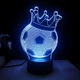 3D LED-нічник "Футбольний мяч з короною" з RGB-підсвіткою , 16 кольорів , пульт - изображение 1