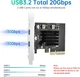 Карта розширення ELUTENG USB C PCIe з 2 портами 2 x 10 Гбіт/с, сумісна з PCIE X4/X8/X16, PCI-E USB C 3.2 Gen2 20 Гбіт/с з радіатором великої площі (my-12036) - изображение 2