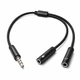 Адаптер ColorWay 3.5 мм - 2х3.5 мм (M/F), 0.28 м, Black (CW-AD-J2FJ) - изображение 1