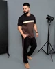 Легкий спортивный костюм мужской без утепления с футболкой и штанами двунитка 52-54 черный - изображение 3