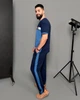 Легкий спортивный костюм мужской без утепления с футболкой и штанами двунитка 52-54 синий - изображение 5