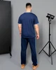 Легкий спортивный костюм мужской без утепления с футболкой и штанами двунитка 52-54 синий - изображение 6