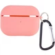 Футляр силиконовый с микрофиброй для Airpods Pro 12.Pink с карабином защита от царапин и ударов - изображение 3