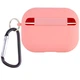 Футляр силиконовый с микрофиброй для Airpods Pro 12.Pink с карабином защита от царапин и ударов - изображение 4