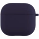 Силіконовий футляр з мікрофіброю для AirPods 3 колір темно-синій з карабіном - зображення 1